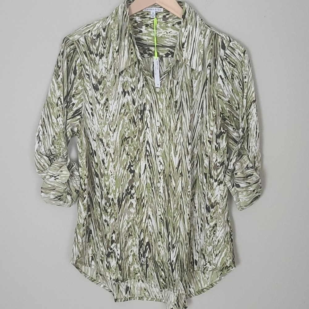 Larsen Gray Longsleeve Button Down Blouse